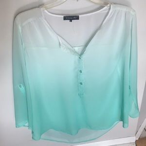 Ombré mint green sheer blouse